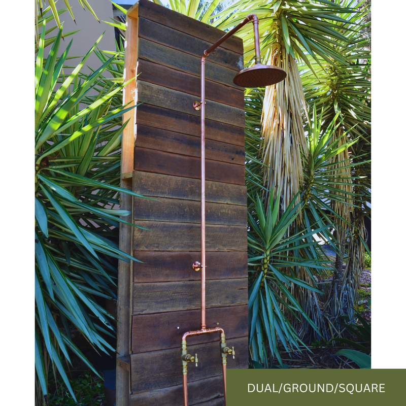 Load image into Gallery viewer, hot and cold tap copper shower ground feed setup