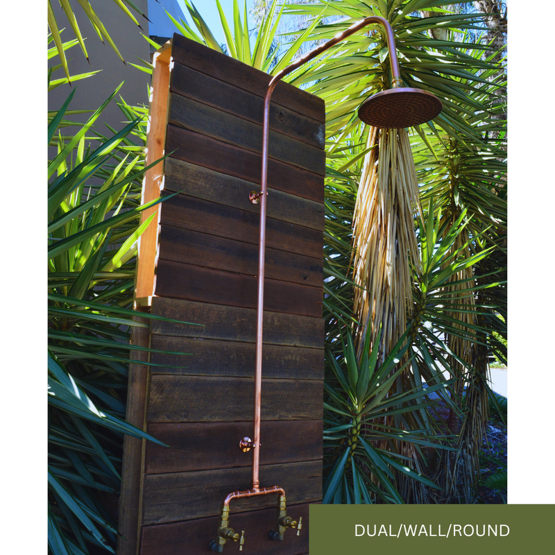 Load image into Gallery viewer, hot and cold wall feed copper shower