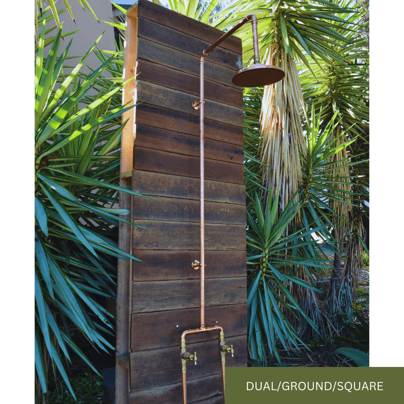 Load image into Gallery viewer, hot and cold tap copper shower ground feed setup