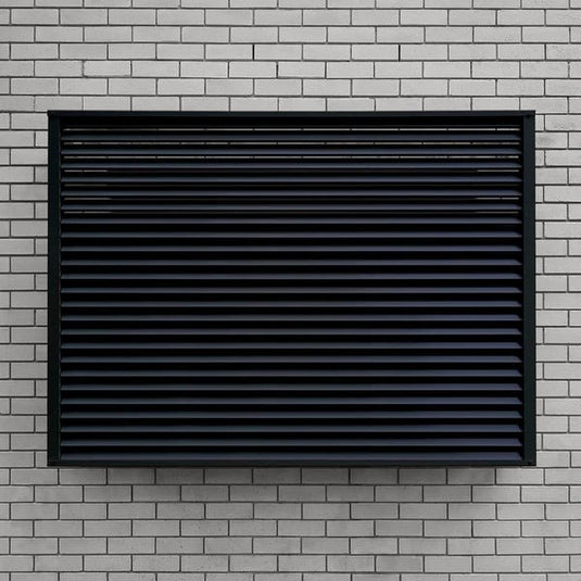 Black Louvre window privacy screen