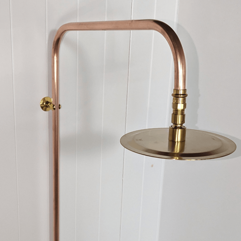 Load image into Gallery viewer, Rounded spot style copper and brass shower