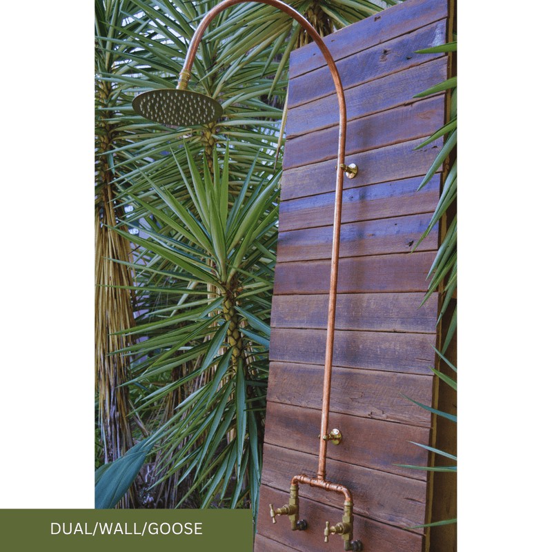 Load image into Gallery viewer, Dual wall fed gooseneck shower copper