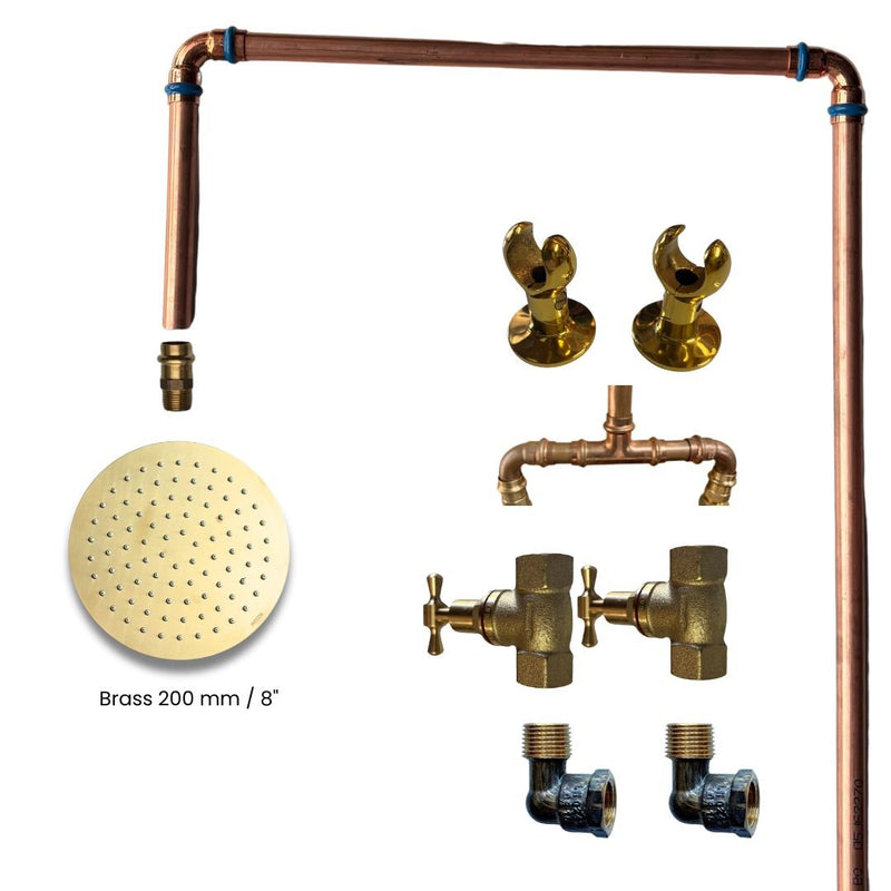 Load image into Gallery viewer, KIRRA Outdoor Shower Kit - Brass 200mm Shower Head