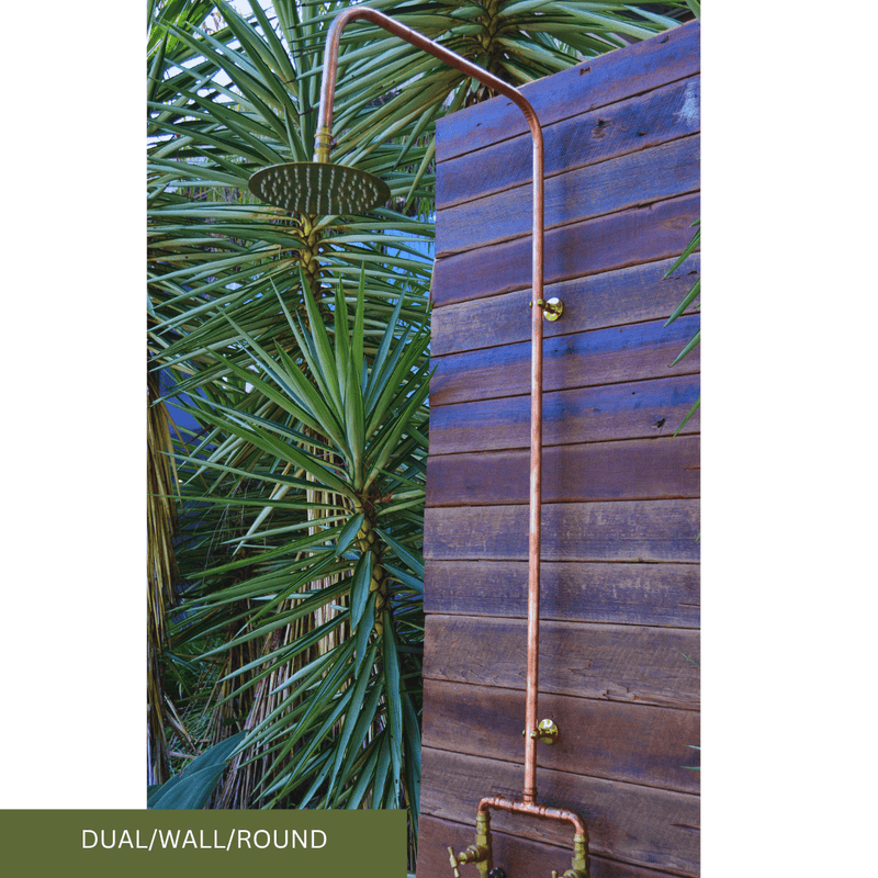 Load image into Gallery viewer, Dual wall fed copper shower with rounded pipe