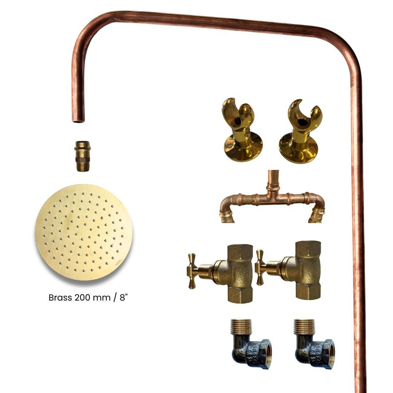 Load image into Gallery viewer, KIRRA Outdoor Shower Kit - Brass 200mm Shower Head