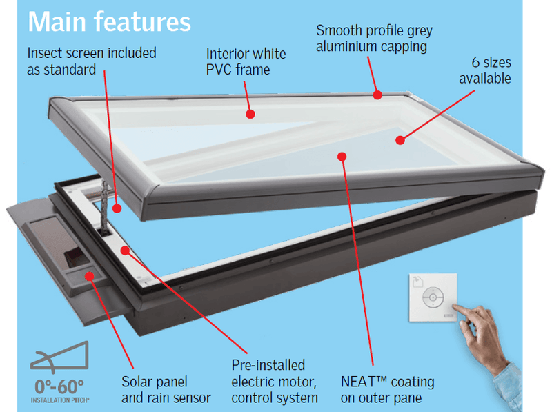 Load image into Gallery viewer, VELUX VCS Solar Powered Skylight (Flat Roof) - VEL-VCS 2222 - Eco Sustainable House