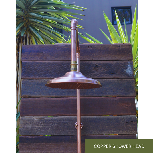 Australian made copper shower head supplied with Burleigh model