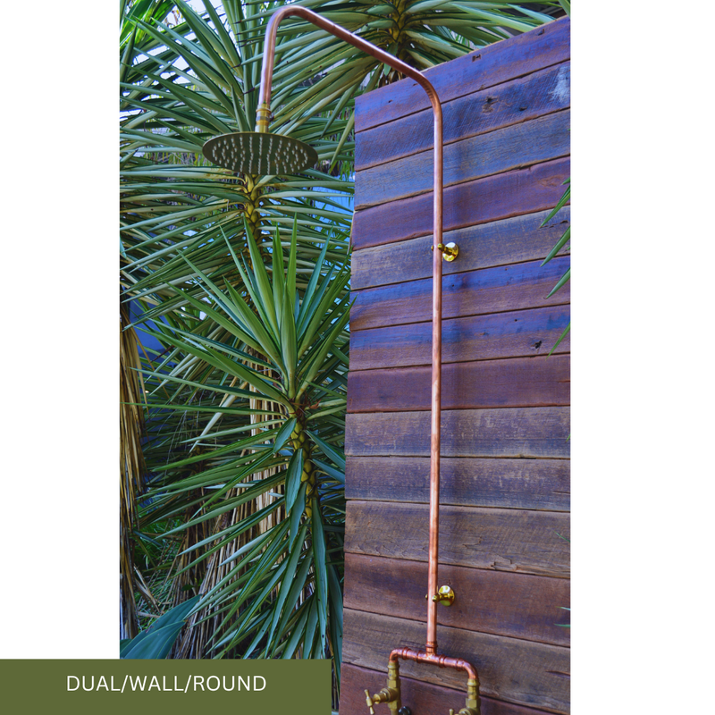 Load image into Gallery viewer, Dual wall fed copper shower with rounded pipe
