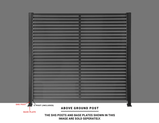 Clik'n'Fit® Aluminium Privacy Screen - Single Slat Fence Panel -  2350mm W x 6 Heights-   Colorbond Colours