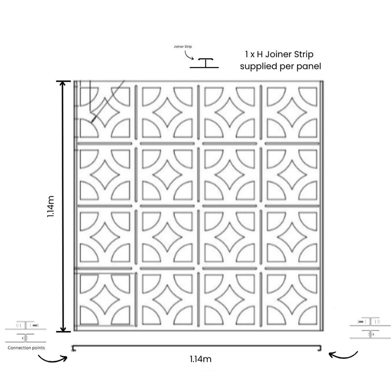 Load image into Gallery viewer, Decorative Privacy Screens - 1140 x 1140mm Aluminium Modular Panels - 5 Breeze Block Styles - Black or white
