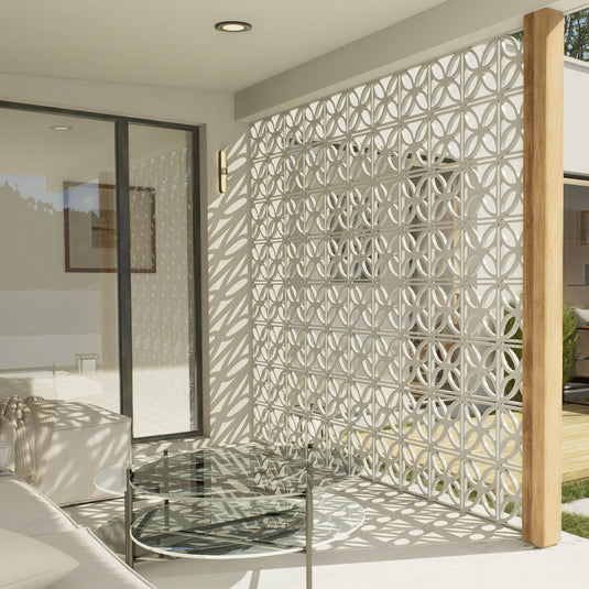 Decorative Privacy Screens - 1140 x 1140mm Aluminium Modular Panels - 5 Breeze Block Styles - Black or white