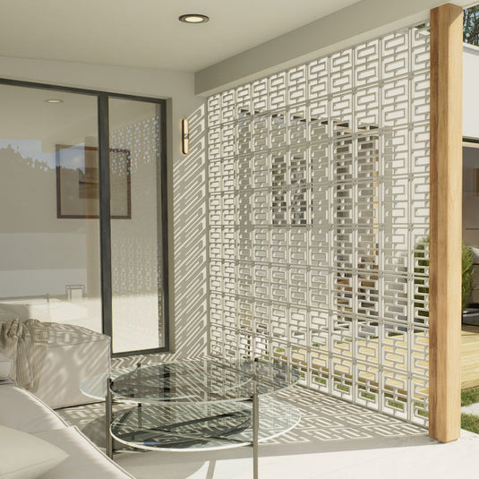 Decorative Privacy Screens - 1140 x 1140mm Aluminium Modular Panels - 5 Breeze Block Styles - Black or white