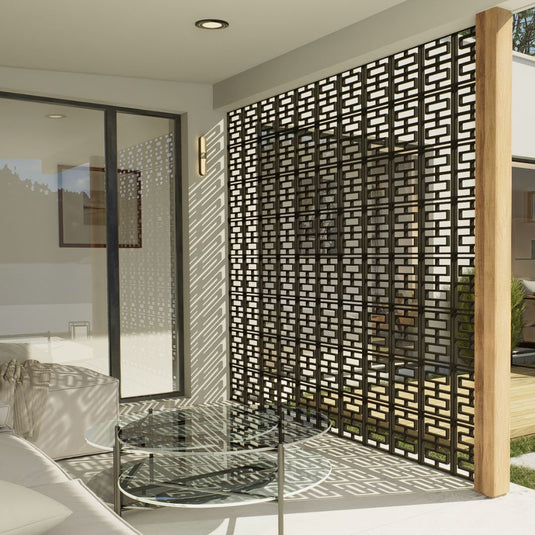 Decorative Privacy Screens - 1140 x 1140mm Aluminium Modular Panels - 5 Breeze Block Styles - Black or white