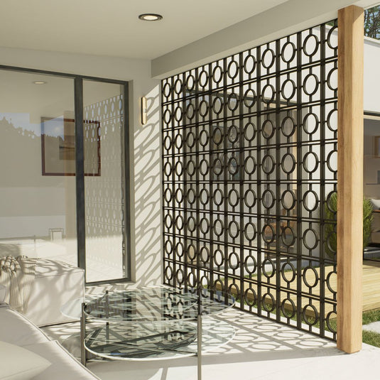 Decorative Privacy Screens - 1140 x 1140mm Aluminium Modular Panels - 5 Breeze Block Styles - Black or white