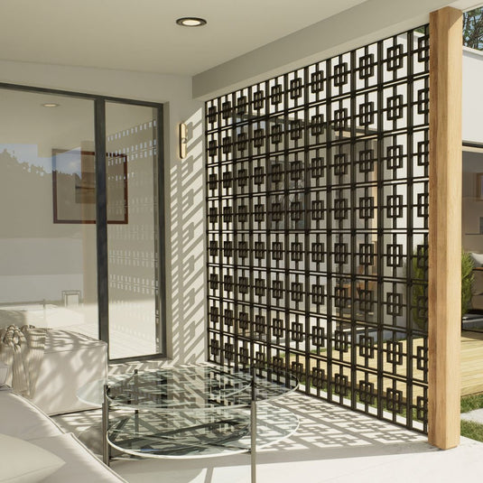 Decorative Privacy Screens - 1140 x 1140mm Aluminium Modular Panels - 5 Breeze Block Styles - Black or white