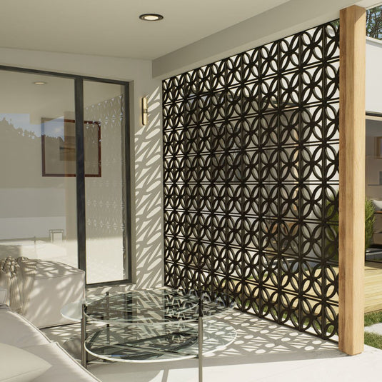 Decorative Privacy Screens - 1140 x 1140mm Aluminium Modular Panels - 5 Breeze Block Styles - Black or white