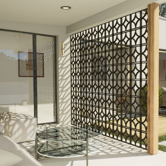 Decorative Privacy Screens - 1140 x 1140mm Aluminium Modular Panels - 5 Breeze Block Styles - Black or white