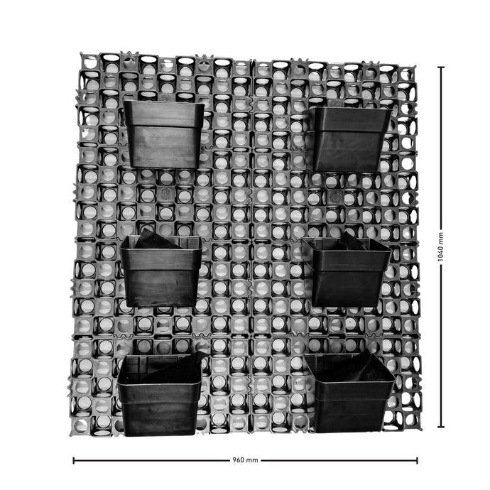 DIY Vertical Garden Kit - 52mm wall liner (960mm x 1040mm) + 6 x 4.4 litre hanging pots