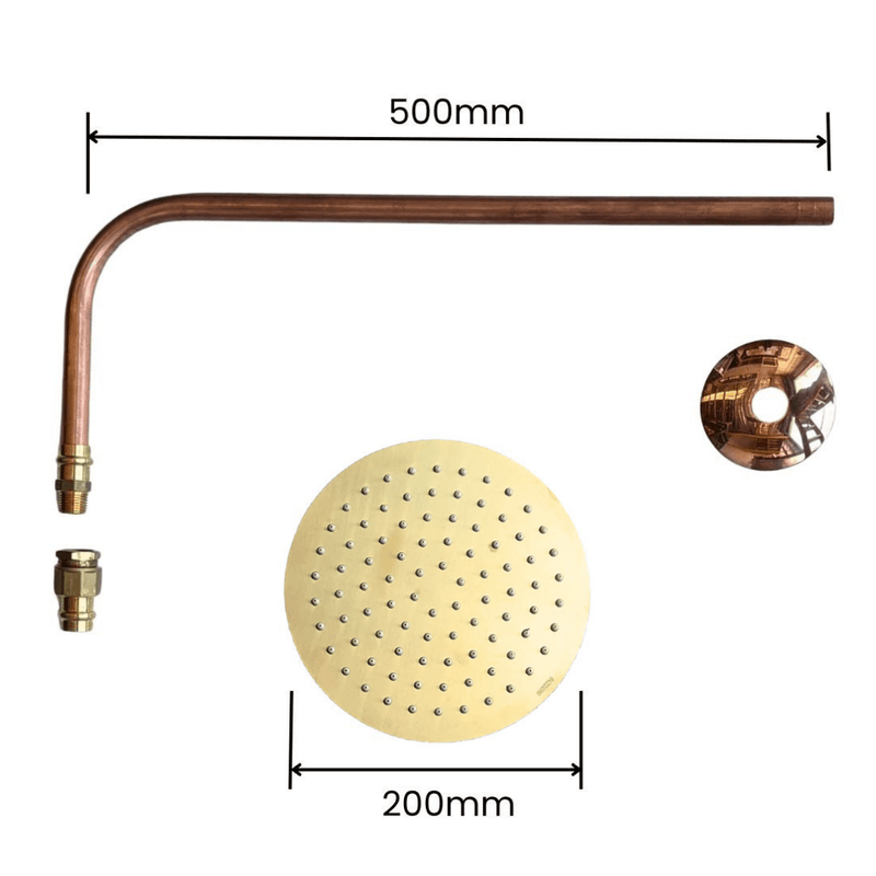 Load image into Gallery viewer, DURANBAH Outdoor Shower Kit - Out of Wall  - 200mm Brass Shower Head
