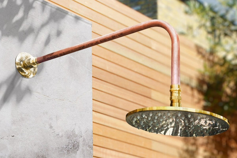 Load image into Gallery viewer, DURANBAH Outdoor Shower Kit - Out of Wall  - 200mm Brass Shower Head
