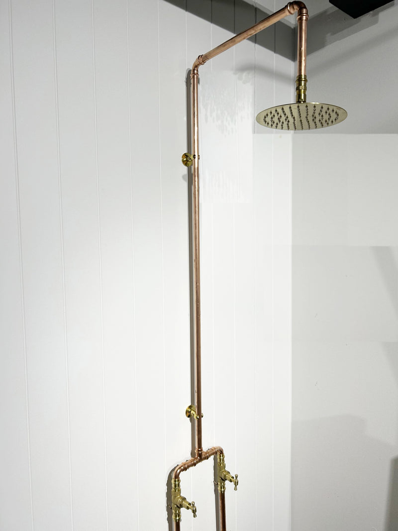 Load image into Gallery viewer, Ground feed square spout copper shower
