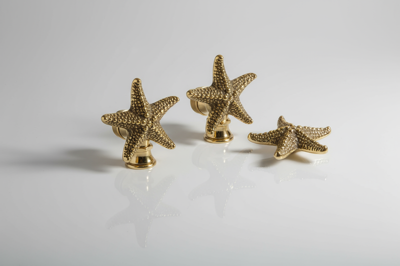 Load image into Gallery viewer, Need to combine the brass starfish handles on the dual hot and cold tap setup as well as feature the starfish handle on the footwash tap in the same image
