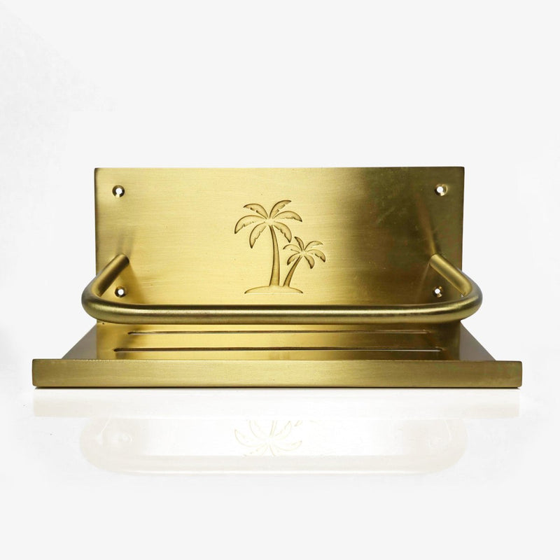 Load image into Gallery viewer, Outdoor Palm Shower Shelf Copper or Brass
