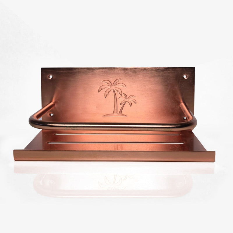 Load image into Gallery viewer, Outdoor Palm Shower Shelf Copper or Brass
