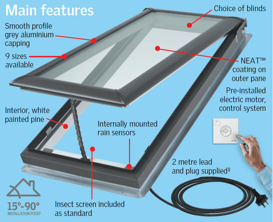 VELUX VSE Electrical Opening Skylight - VSE-VSE2004 C01 - Eco Sustainable House