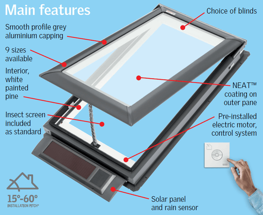 VELUX VSS Solar Powered Opening Skylight - VEL-VSS2004 C01 - Eco Sustainable House