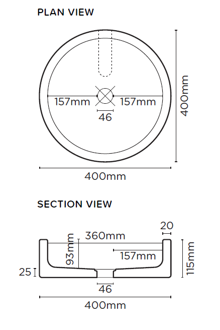 Bowl diagram drawing measurements