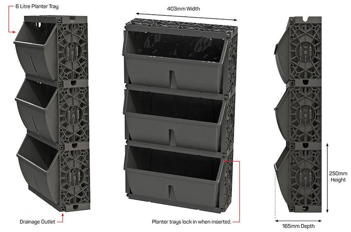 Gro Wall Slim Pro 3 pot stack measurements