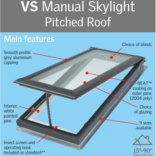 VELUX VS Manual Opening Skylight - VEL-VS2004 C01 - Eco Sustainable House